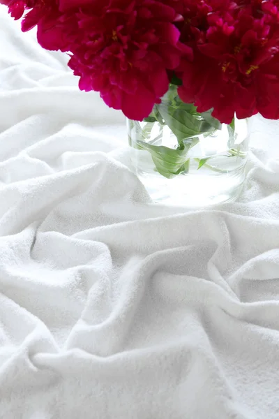 Towel and roses — Stock Photo, Image