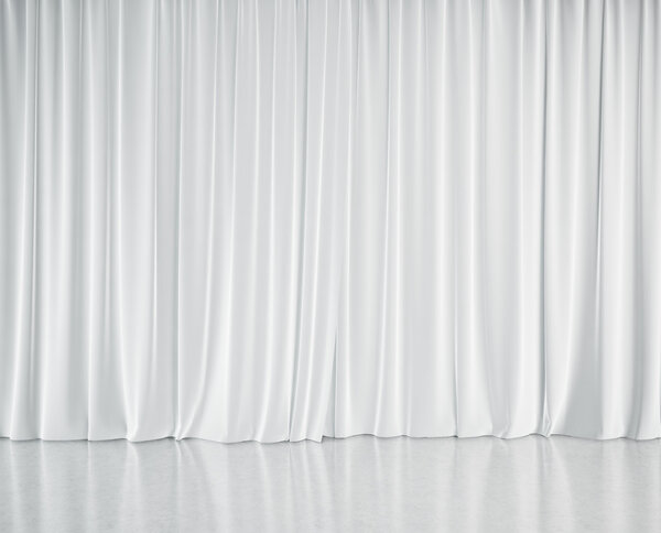 Podium met witte gordijnen — Stockfoto