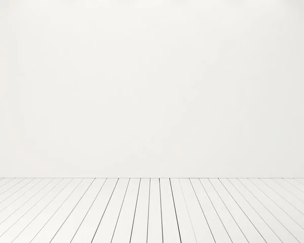 Witte muur en houten vloer — Stockfoto