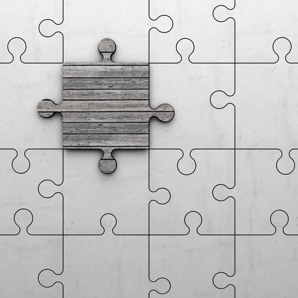 Jigsaw puzzle wykonane z jednego kawałka drewna i kamienia — Zdjęcie stockowe