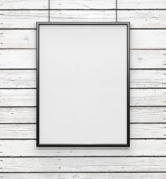 Witte frame op houten muur — Stockfoto