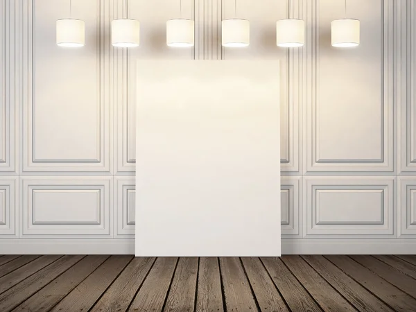 Blank poster in white room — Stock Photo, Image