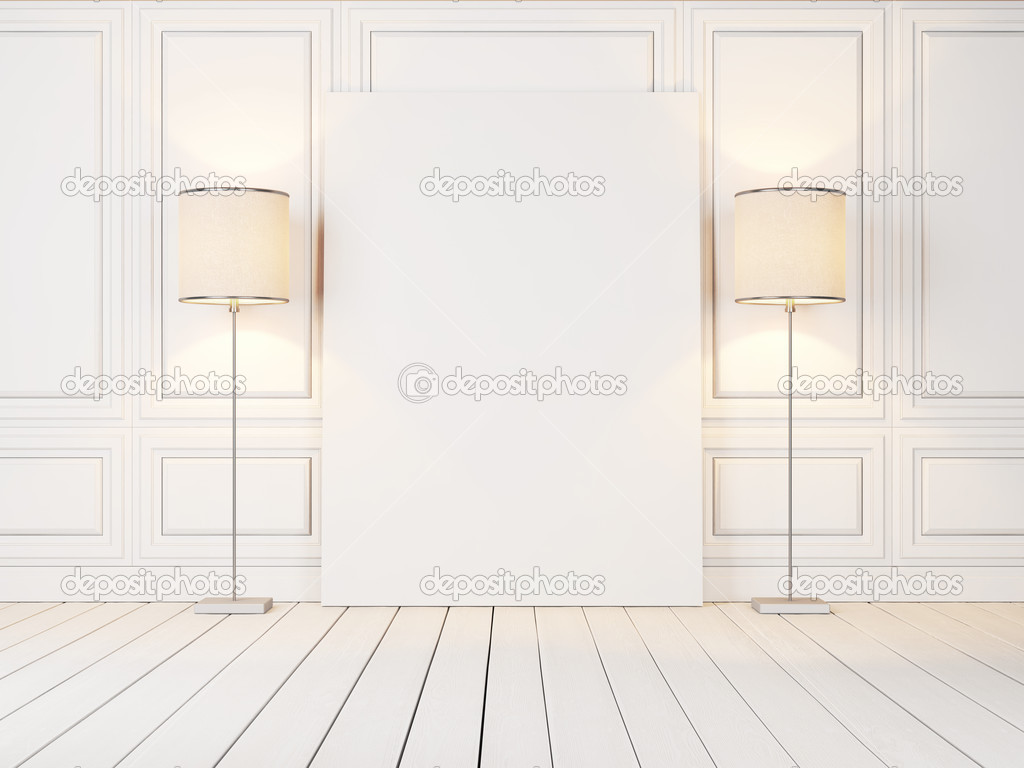 Blank poster and two lamps