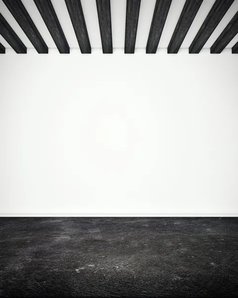 Pared blanca, suelo negro — Foto de Stock