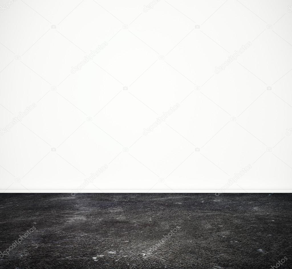 White wall and black floor