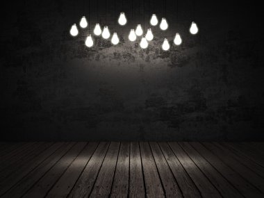karanlık bir odada Işık Ampüller