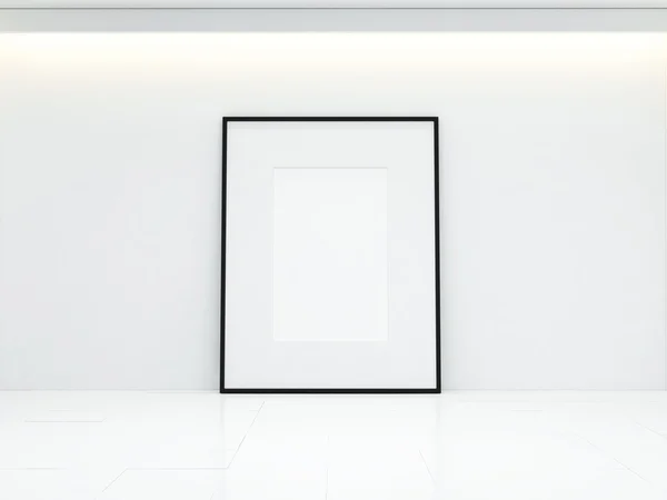 Biały plakat na białej ścianie — Zdjęcie stockowe