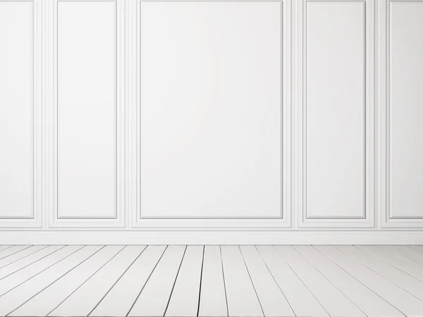 Intérieur blanc avec plancher en bois — Photo