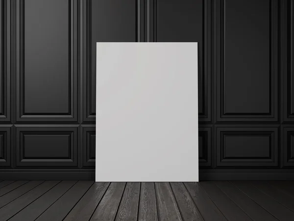 Κενό αφίσα σε ένα σκοτεινό δωμάτιο — Φωτογραφία Αρχείου