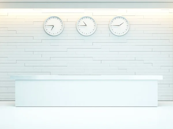 White room with three clocks — Stock Photo, Image