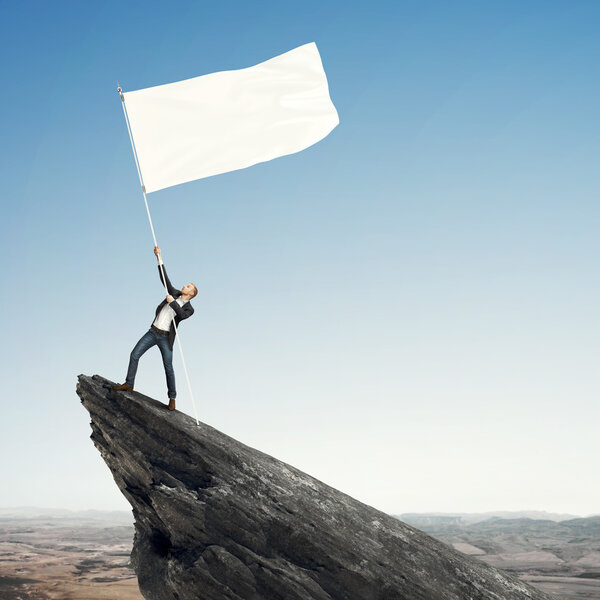 Man with blank flag