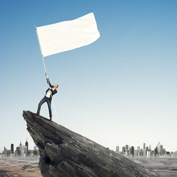 Man with blank flag