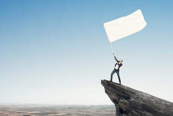 Man with blank flag