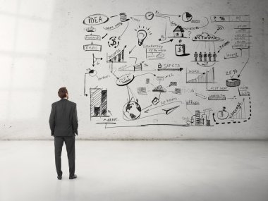 Man looking at business strategy