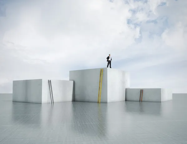 Businessman on top of the podium — Stock Photo, Image