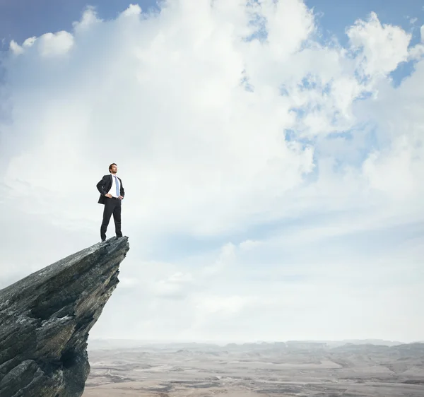 Businessman standing on a peak — Stock Photo, Image