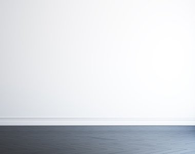 beyaz duvar ve siyah ahşap zemin