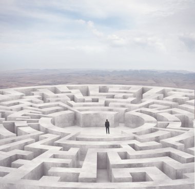 Businessman in the middle of a maze