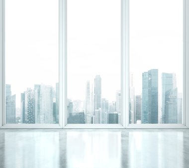 parlak ofis alanı ile büyük pencereler