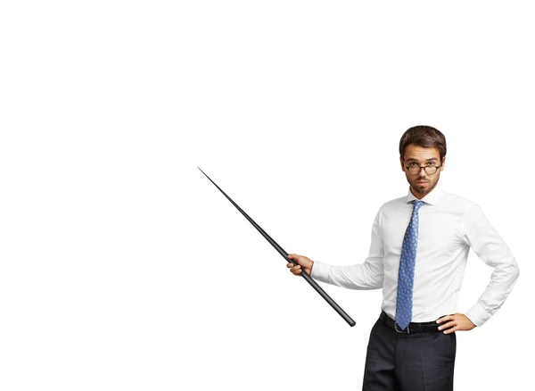 Portrait of businessman with pointer in his hand — Stock Photo, Image