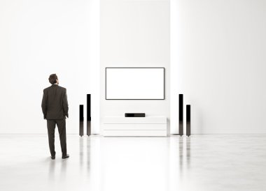 iş adamı izlerken eve sinema