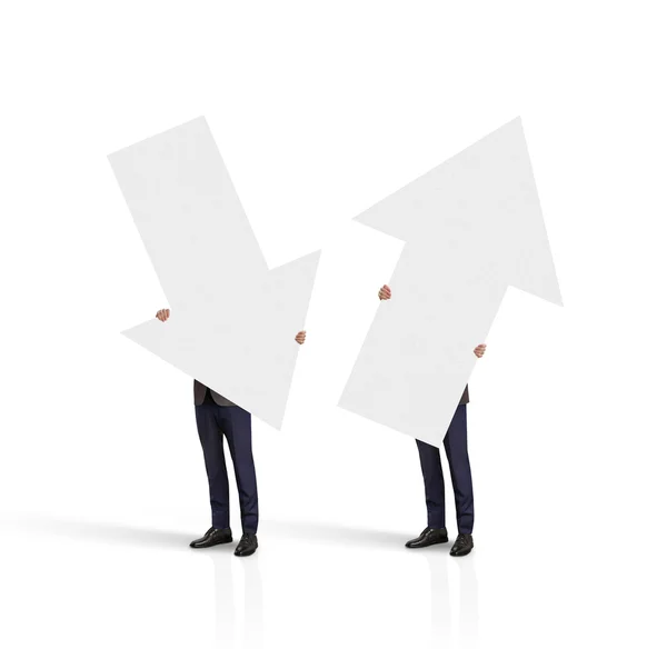 Businessmen with white arrows — Stock Photo, Image