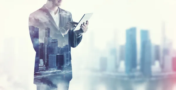 Businessman with digital tablet — Stock Image Businessman with digital tablet Stock Photo