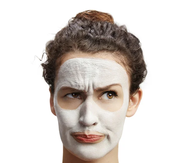 Femme avec masque en argile — Photo