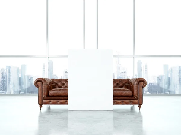 Sofa en witte poster — Stockfoto