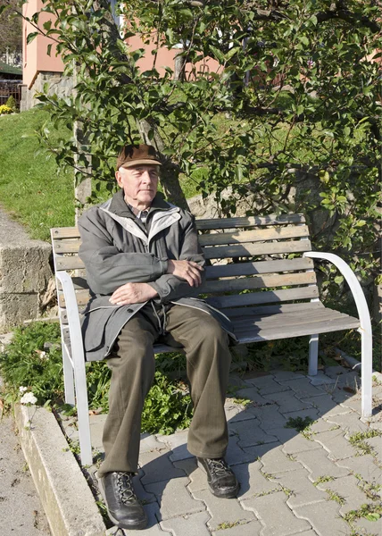 The senior man on the bench — Stock Photo, Image