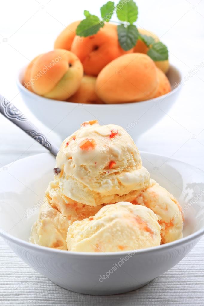 Homemade apricot ice cream