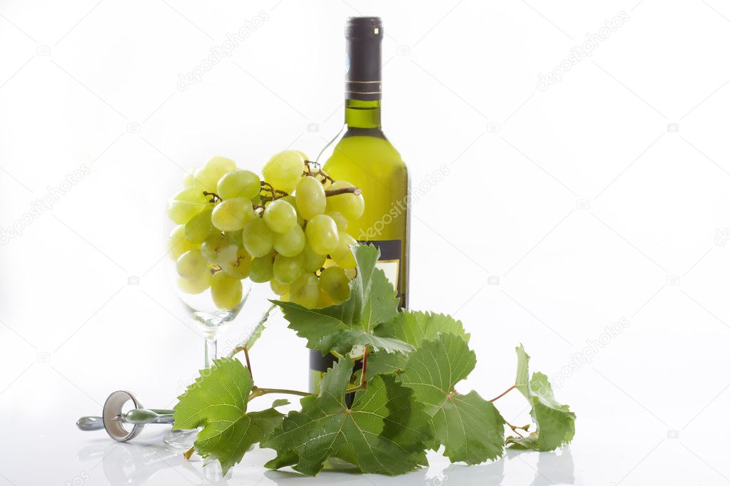 Wine bottle and a grape