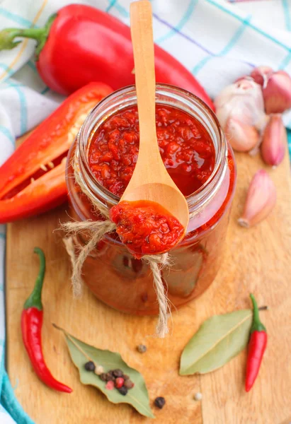 Red hot chilli sauce — Stock Photo, Image