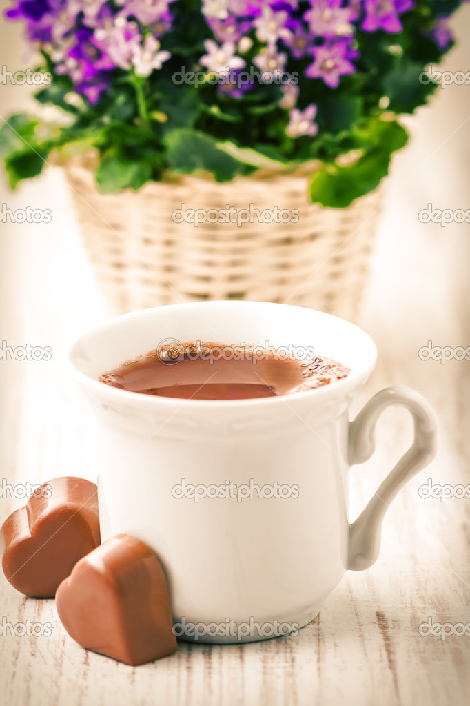 Chocolate candy and coffee