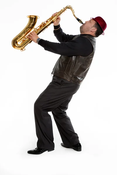 Saxophonist with a bristle Stock Image