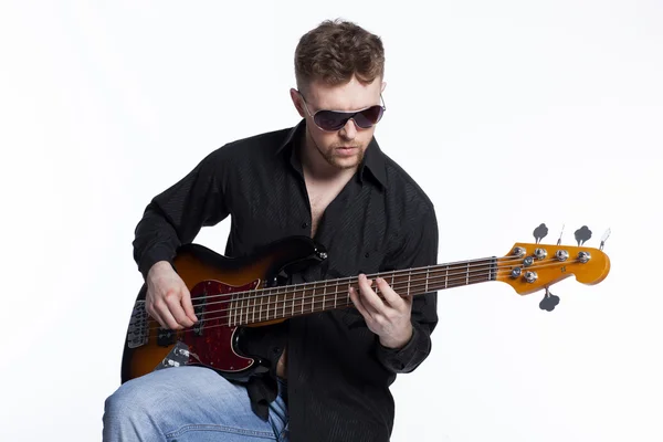 Bass player with attitude — Stock Photo, Image