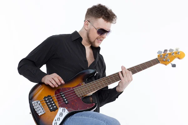 Bass player with attitude — Stock Photo, Image