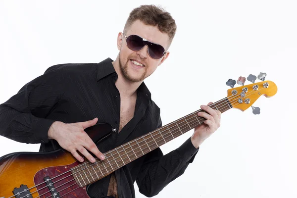 Bass player with attitude — Stock Photo, Image