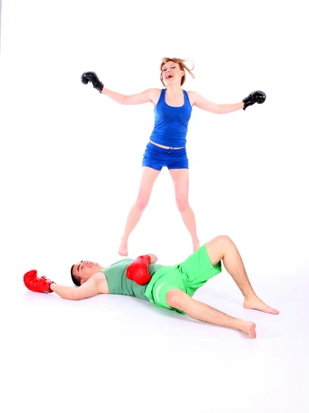 Lovers are boxing — Stock Photo, Image