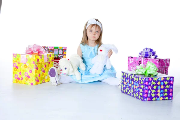 Portrait of happy mother and her children lying, sitting, playin — Stock Photo, Image