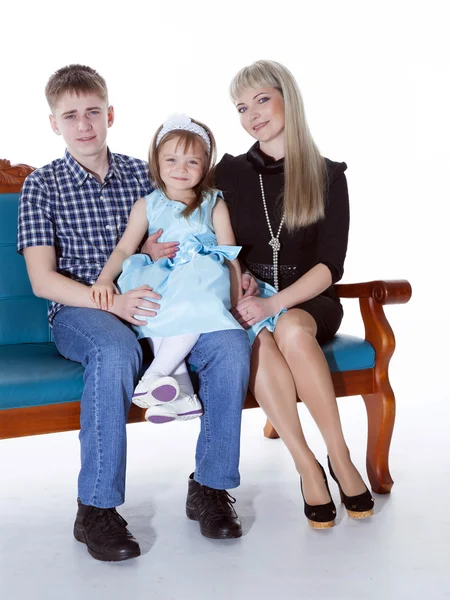 Portrait of happy mother and her children lying, sitting, playin — Stock Photo, Image