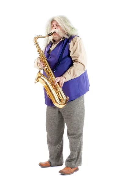 Old saxophonist — Stock Photo, Image