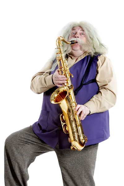 Old saxophonist — Stock Photo, Image