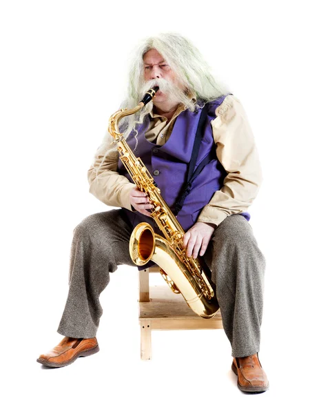 Stary saksofonista — Zdjęcie stockowe