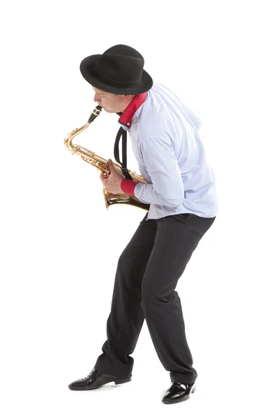 Giovane che suona il sassofono — Foto Stock