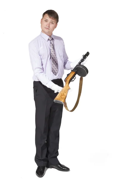 Man med kulsprutepistol ppsh — Stockfoto