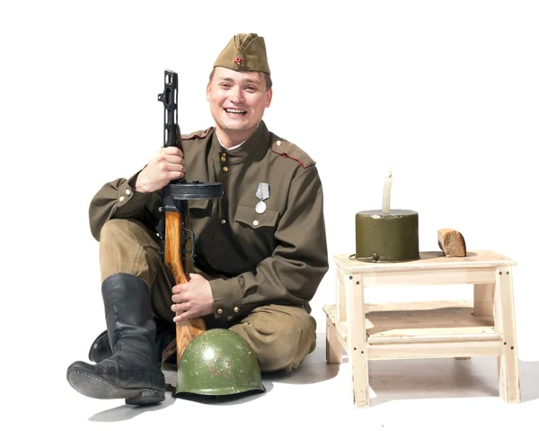 Солдат з пістолетом-кулеметом ppsh — стокове фото