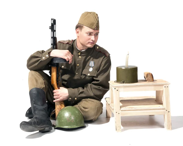 Солдат з пістолетом-кулеметом ppsh — стокове фото