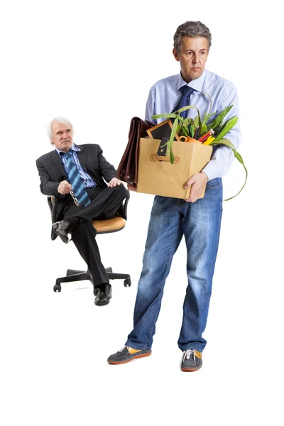 Chief kicks out the dismissed worker — Stock Photo, Image