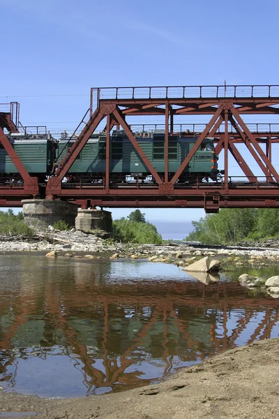 Freight train on the bridge — Stock Photo, Image